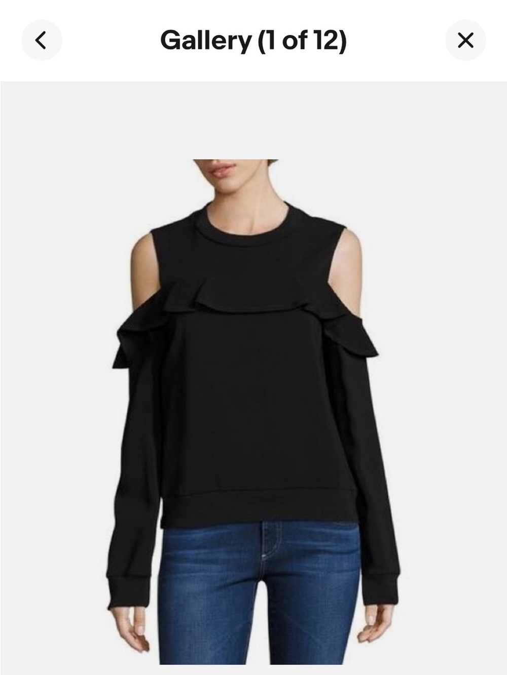 A.L.C. Black Cold-Shoulder Ruffle Sweatshirt